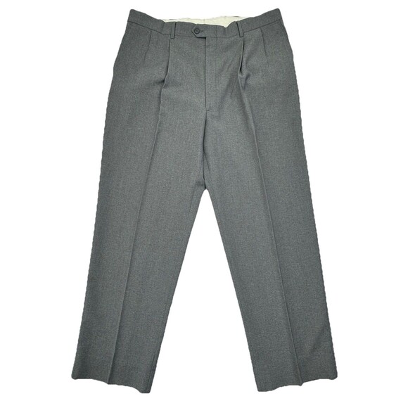 Bill Blass Mens Dress Pants 38x32 Gray Bremen Trouser Wool Blend Pleated - Picture 1 of 10
